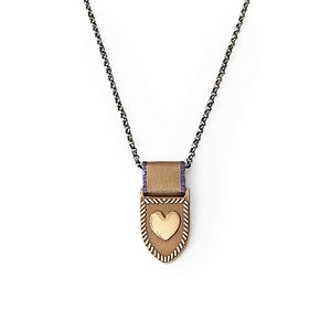 Heart Shield Necklace - Bronze/Gold-Purple