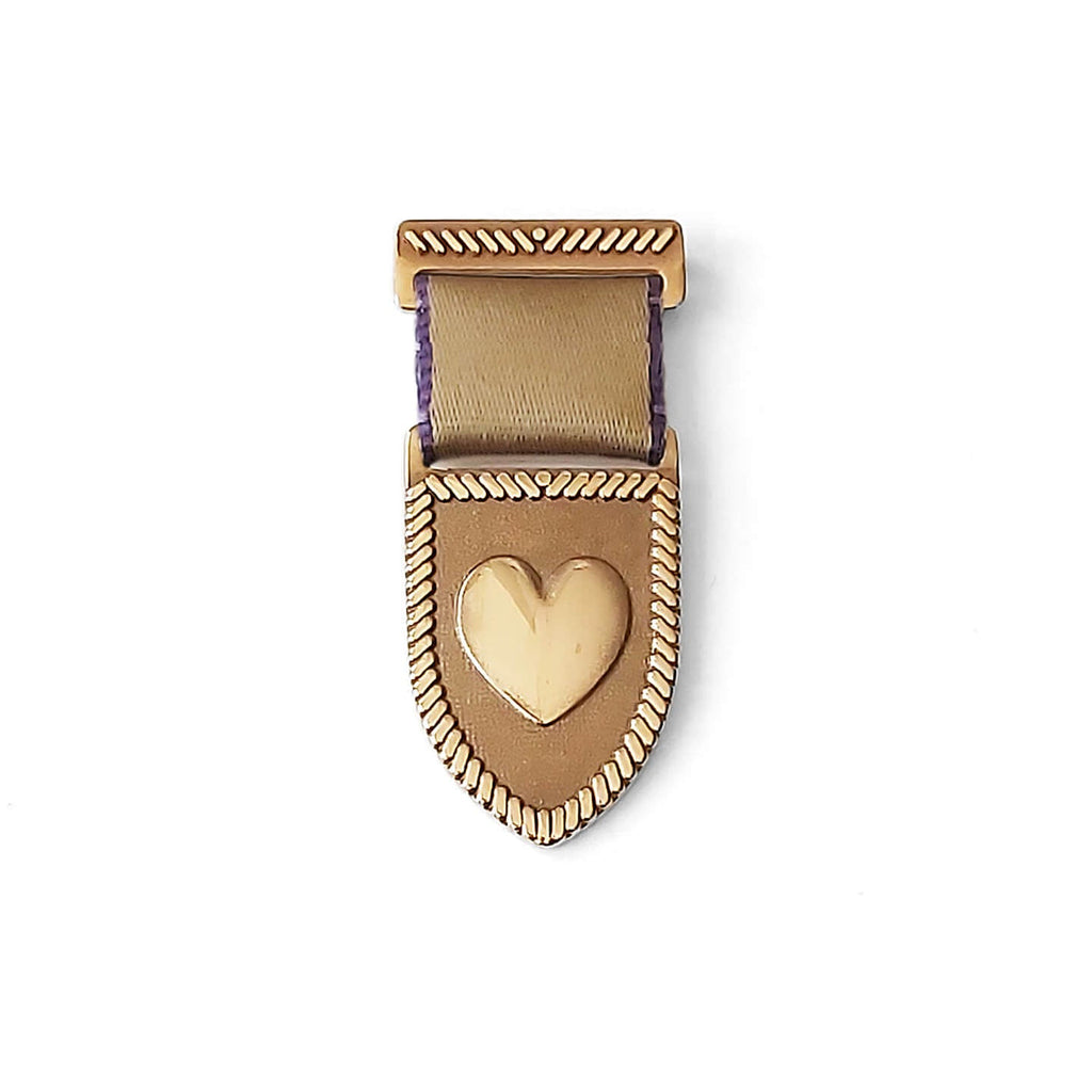 Heart Shield Medal - Bronze (being replaced with 14k gold plate)/Gold-Purple