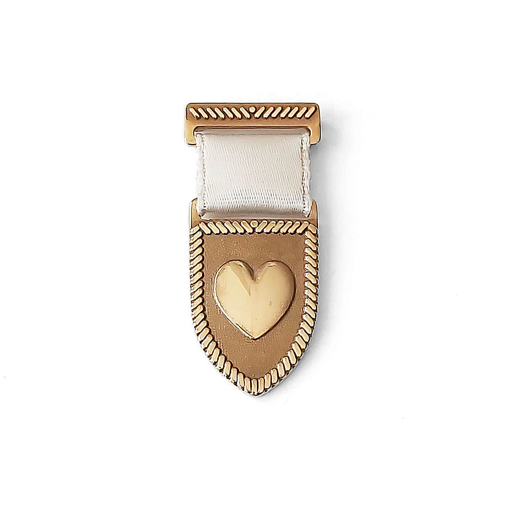 Heart Shield Medal - Bronze (being replaced with 14k gold plate)/Pearl