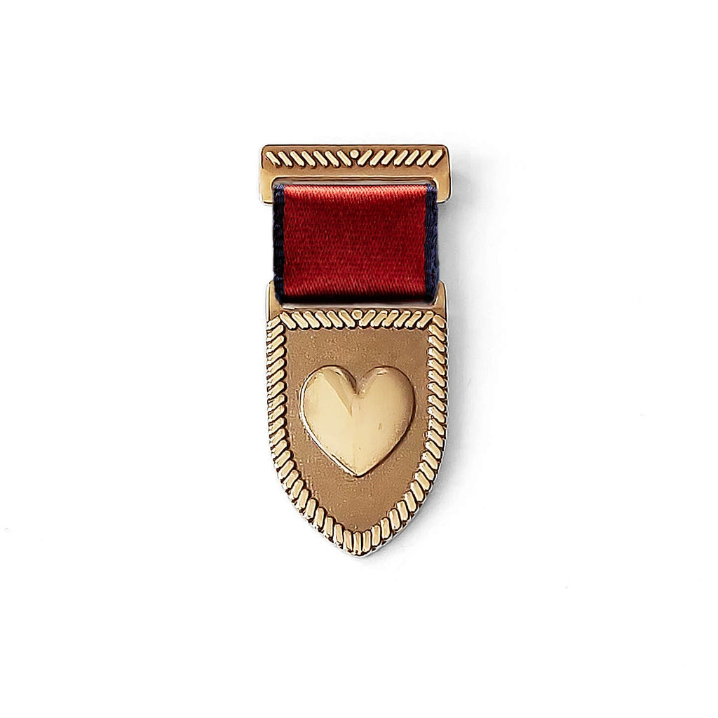 Heart Shield Medal - Bronze/Red-Blue