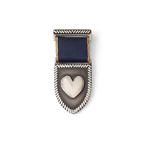 Heart Shield Medal - Sterling Silver/Navy-Gold