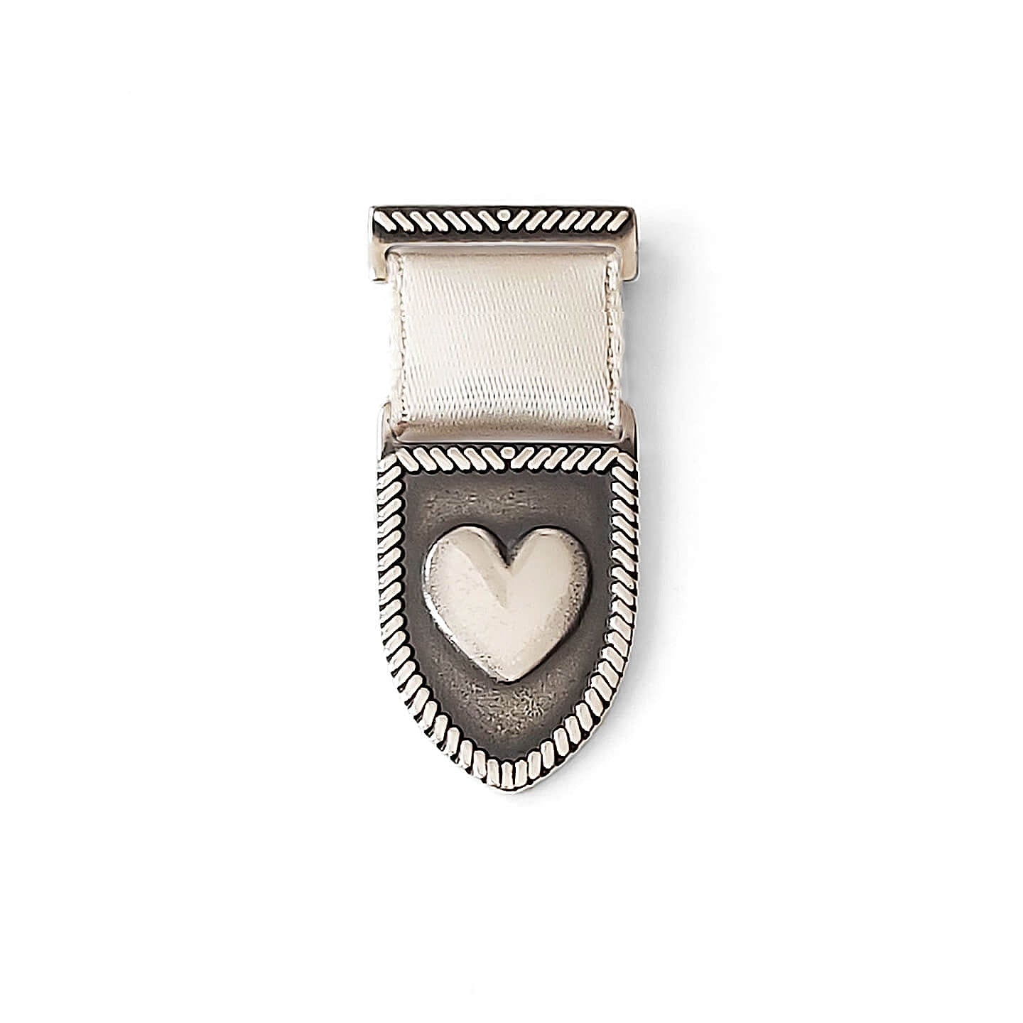 Heart Shield Medal - Sterling Silver/Pearl