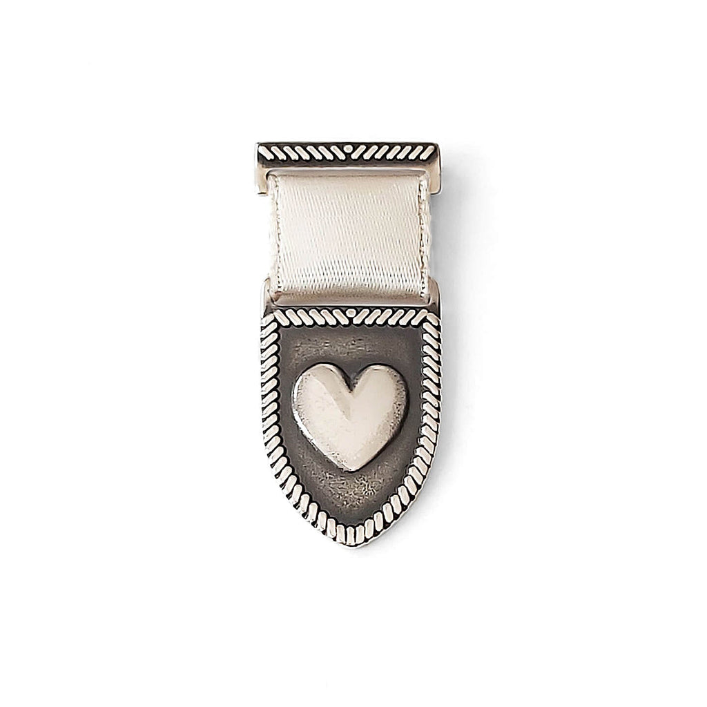 Heart Shield Medal - Sterling Silver/Pearl