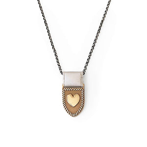 Heart Shield Necklace - Bronze/Pearl