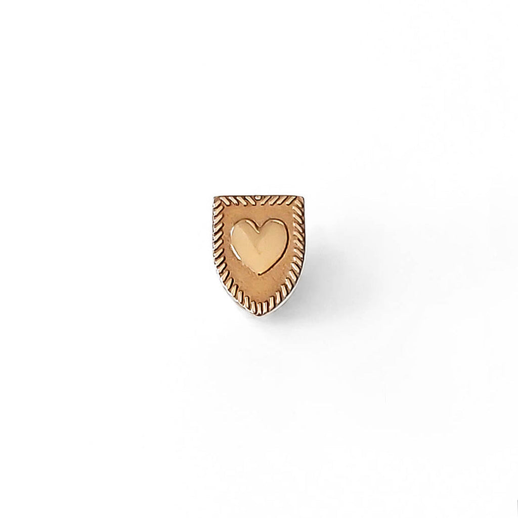 Heart Shield Pin - Bronze (being replaced with 14k gold plate)