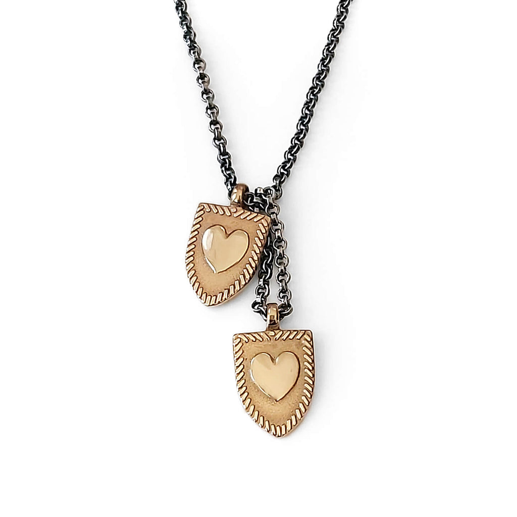 Double Love Tags Necklace - Bronze