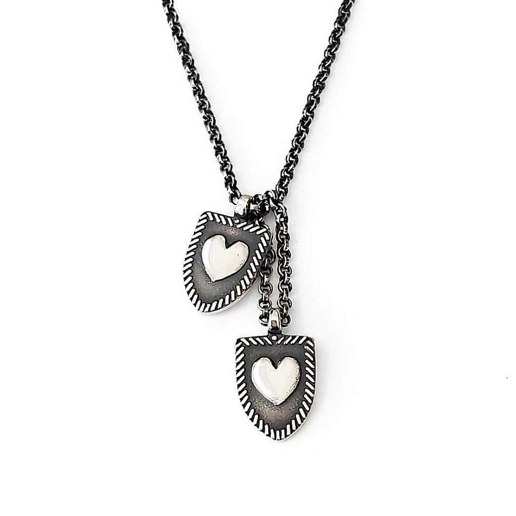 Double Love Tags Necklace - Sterling Silver