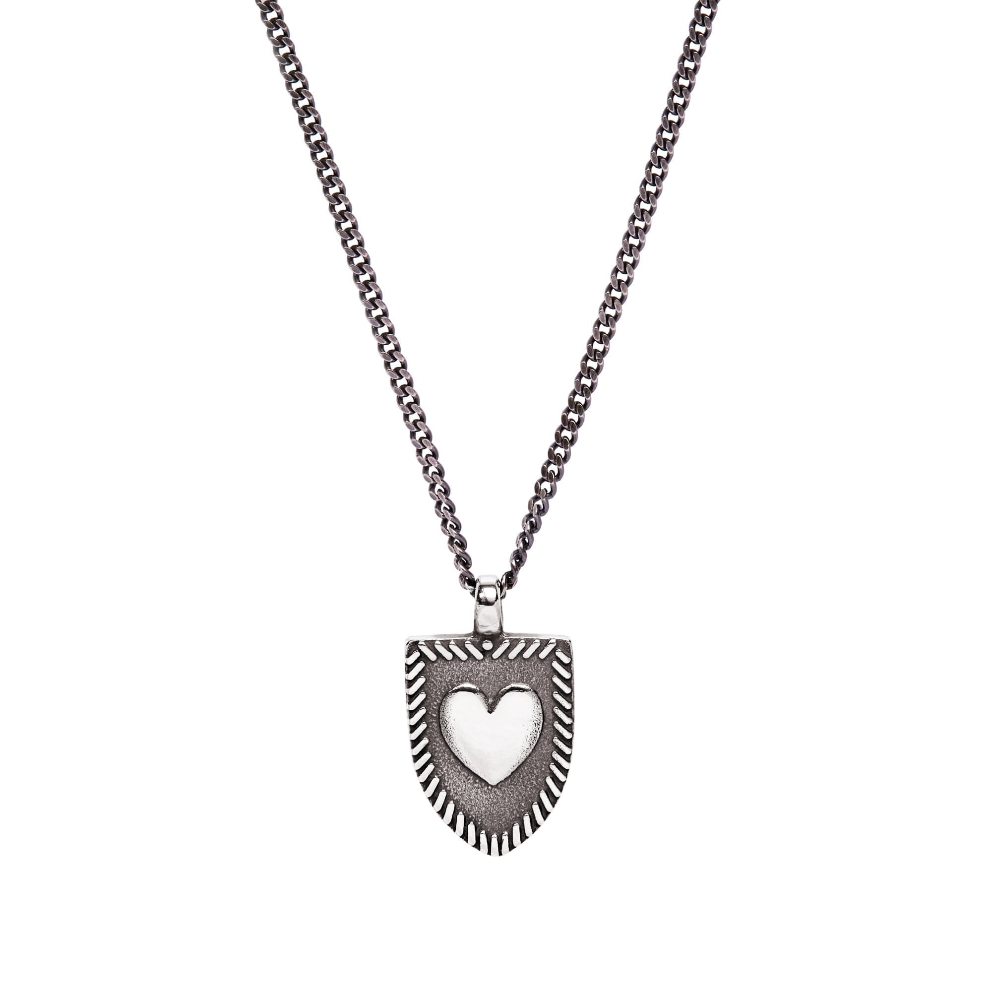 Heart Shield Necklace -  Sterling Silver